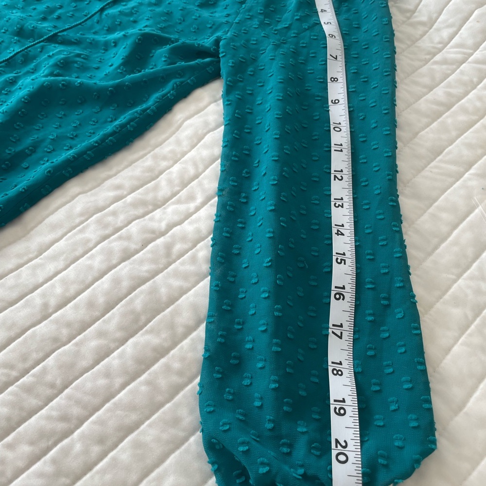 Matilda Jane NWT Women's Medium Shirt Top Teal Blue/Green Sheer Swiss Dot Size M - Picture 8 of 10